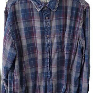 Vintage Weatherproof Men's Plaid Button-Up Shirt (L)